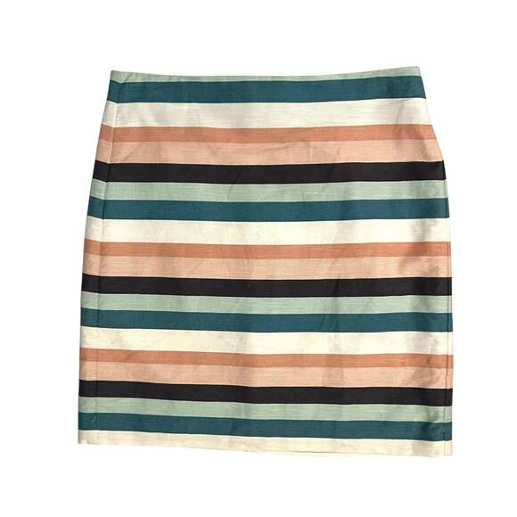 Loft Striped Easter Pastel Pinks, Greens Lined Short Mini Straight Skirt Size 4 - Picture 9 of 9